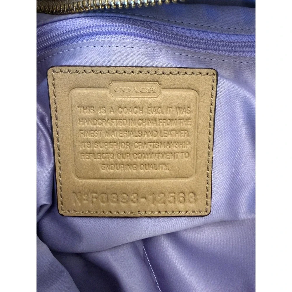 Coach Signature Jacquard Hobo Bag Yellow Patent Leather Trim Khaki Monogram